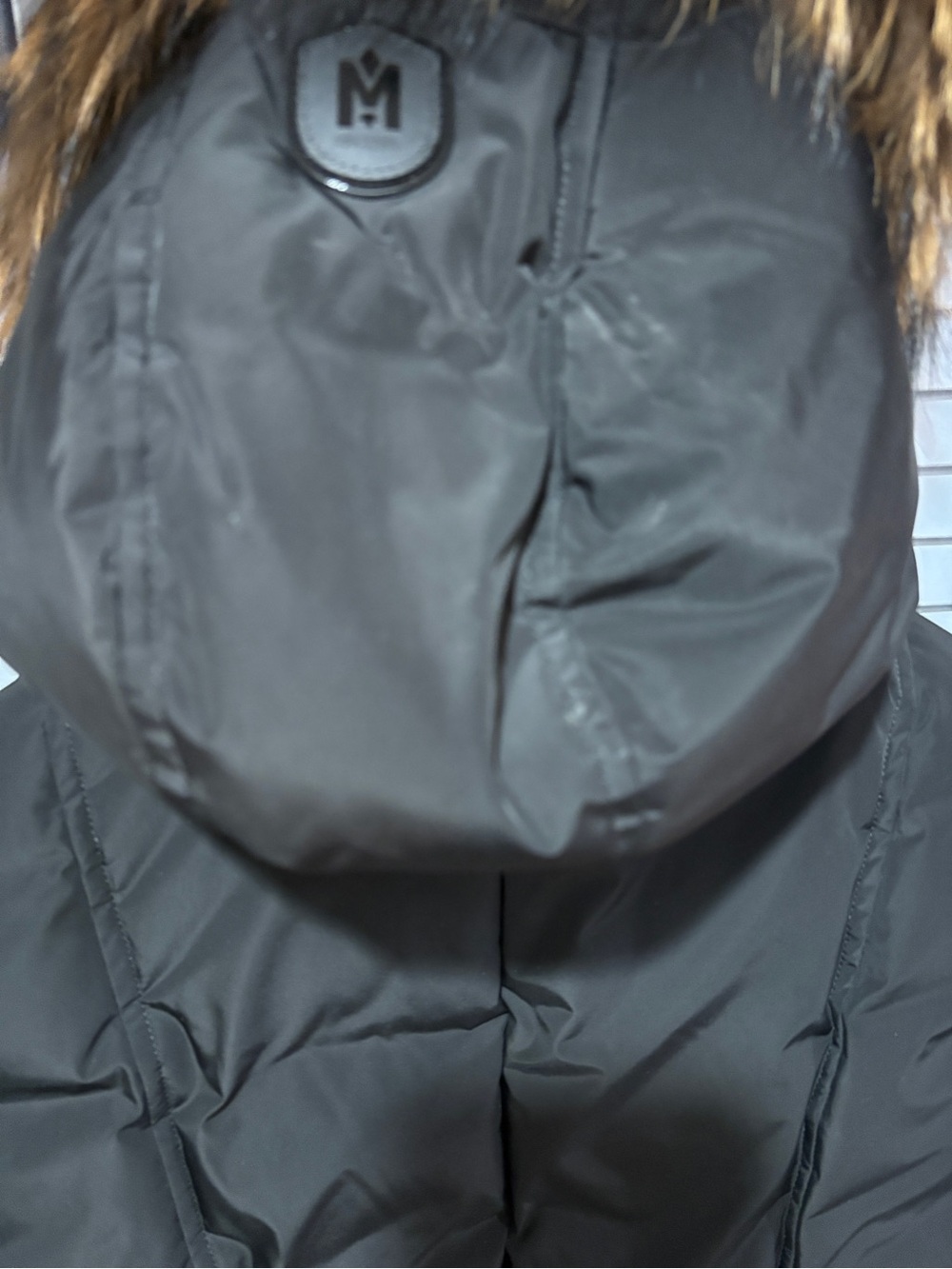 Mackage Black Puffer Coat with Golden Brown Faux Fur Trim - Picture 6 of 17